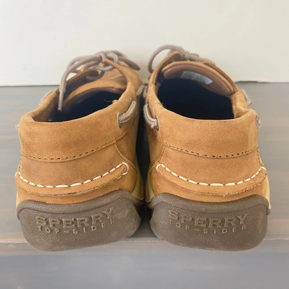 Sperry Intrepid Top Sider Boat Shoes Men 10 Tan Leather Comfort Slip on Shoes‎